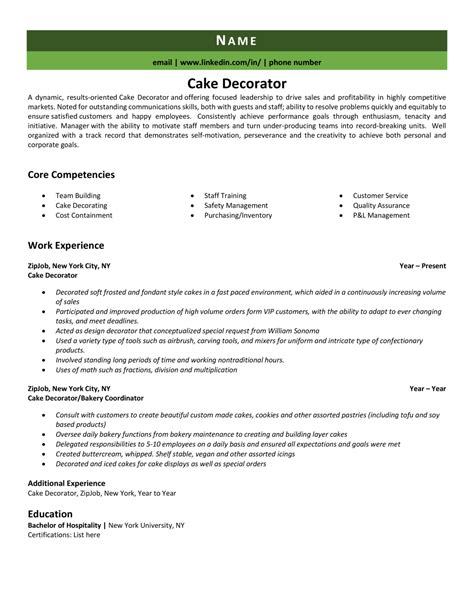 Cake Decorator Resume Example And Guide Zipjob