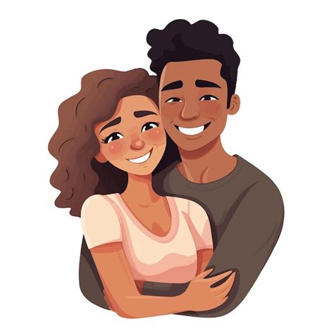 Premium Vector Interracial Couple Hugging Cartoon
