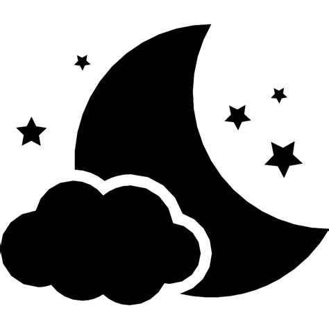 Night Symbol Of The Moon With A Cloud And Stars Vector Svg Icon Svg Repo