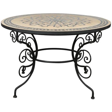 Buff the tiles again with a paper towel or damp sponge. Moroccan Outdoor Round Mosaic Tile Dining Table on Iron ...