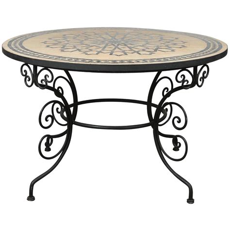 Moroccan round mosaic outdoor tile table in fez moorish design 39 inches. Moroccan Outdoor Round Mosaic Tile Dining Table on Iron ...