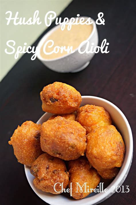 Holding the frying oil at a steady 360 degrees f prevents the dough from absorbing too much. Hush Puppies with Spicy Corn Aioli - The Schizo Chef
