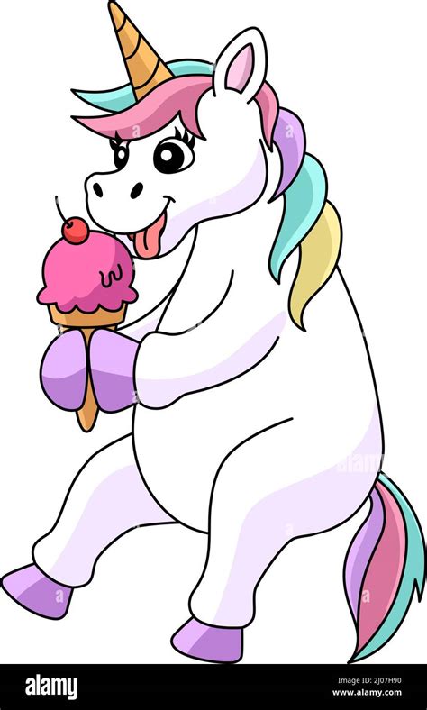 Unicorn Eating Ice Cream Cartoon Clipart Stock Vector Image And Art Alamy