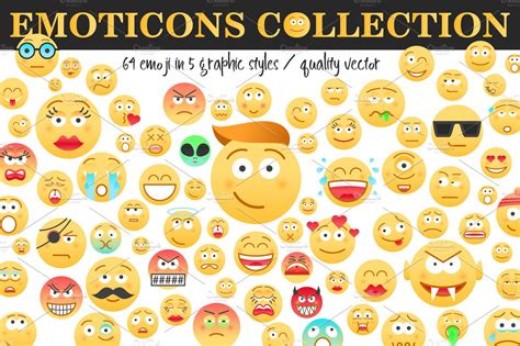 Emoticons Collection 64 Emoji ~ Icons ~ Creative Market