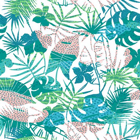 Seamless Exotic Pattern With Tropical Plants Vector Background 452730