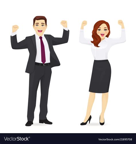 Happy Business Man And Woman Royalty Free Vector Image