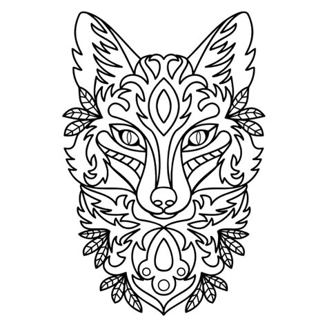 Ornamental Fox Line Art Free Svg