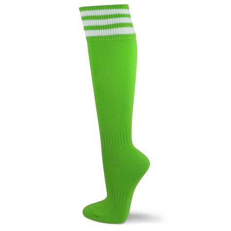 Couver Couver Unisex Knee High Triple Stripe Youth Athletic Nylon Soccer Tube Socks Bright