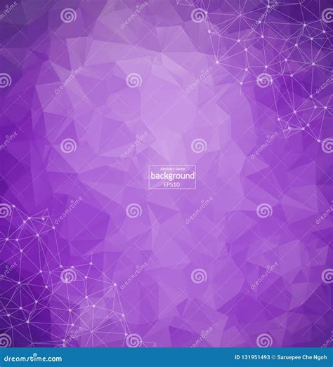 Abstract Purple Polygonal Space Background With Connecting Dots And