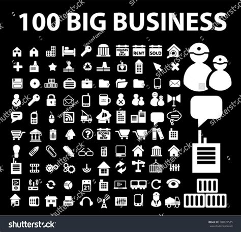 100 Big Business Icons Set Vector Stock Vector Royalty Free 108924515