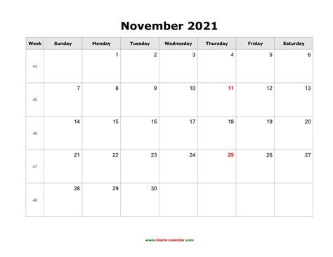 Printable Calendar November 2021 Landscape Calendar 2021