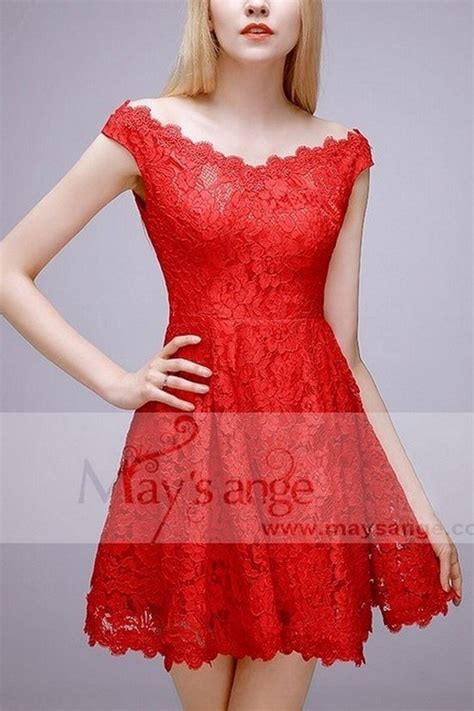 lace sexy short red cocktail dress