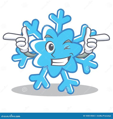 Wink Snowflake Character Cartoon Style Stock Vector Illustration Of