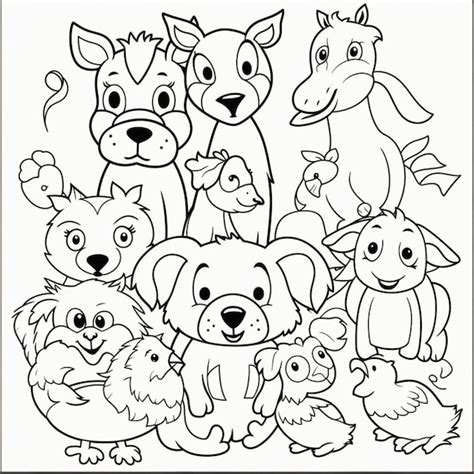 Premium Ai Image A Coloring Page With A Group Of Animals And Birds
