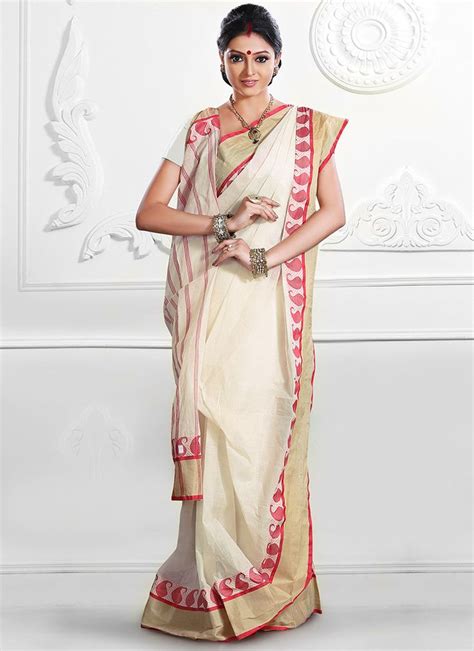 traditional cream bengal cotton saree party wear sarees online latest indian saree saree designs
