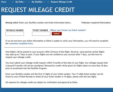 How To Request Delta Airlines Mileage Credit
