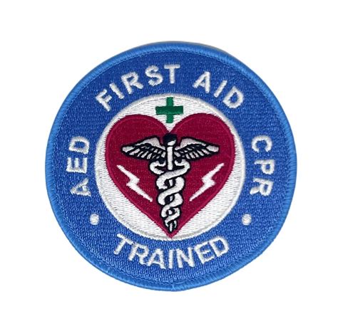 First Aid Cpr Aed Trained Patch 3 Inch Embroidered Iron Or Etsy