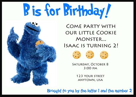 I Can Do That Cookie Monster Birthday Invitation