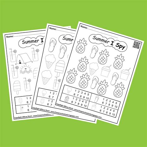 Summer I Spy Numbers Coloring Pages
