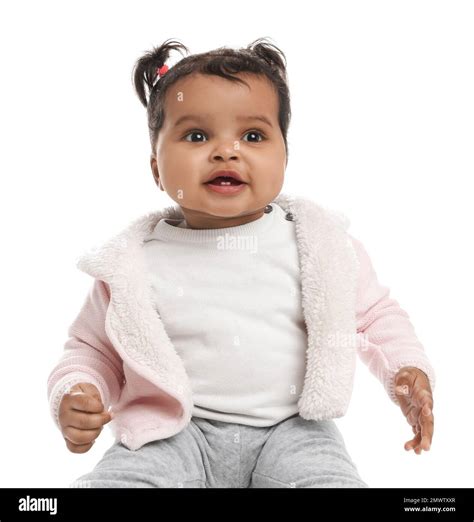Cute African American Baby On White Background Stock Photo Alamy