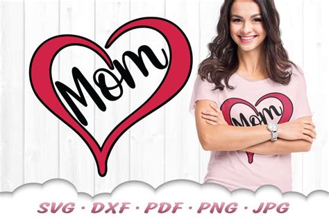 Layered Heart Mom Svg Dxf Cut Files