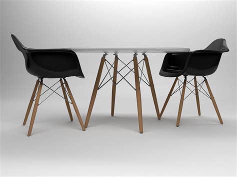 Eames Table And Chairs Set 3d Model Cgtrader