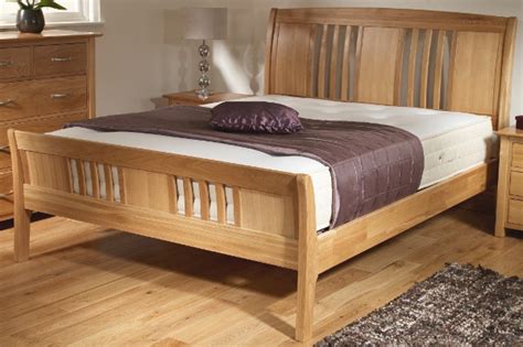 New Oak Wooden Sleigh Bed - Light wood - Wooden Beds - Beds | Wooden bed, Wooden bed design ...