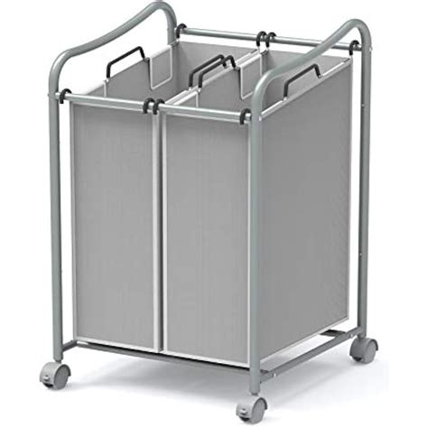 2 Bag Heavy Duty Rolling Laundry Sorter Cart Silver Home And Kitchen Ebay