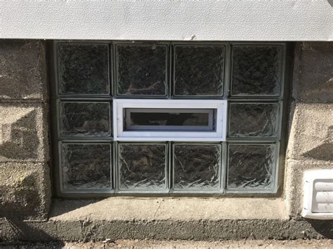 Installed 32 X 22 Glass Block Basement Window With An Air Vent Wavy