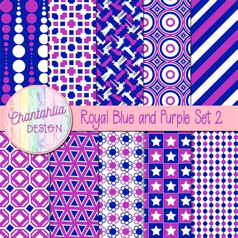 Royal Blue And Purple Digital Papers Set 2 Chantahlia Design