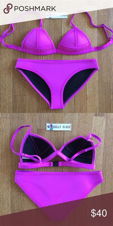 New Neoprene Crochet Purple Bikini Set M Bikinis Purple Bikini My Xxx