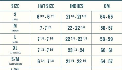 women's hat size chart