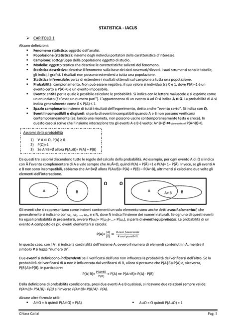 Statistica Riassunto Delle Cose Piu Importanti Da Sapere Per L Esame Di Statisctica CFU