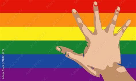 LGBT Flag With Hand Silhouette Stock Vector Adobe Stock