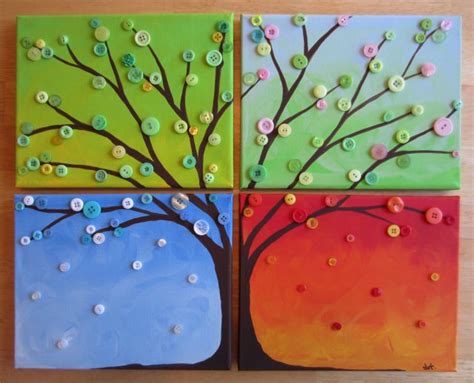 Four Seasons Button Tree Crafts Simple
