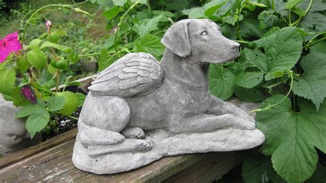 Labrador Retriever Dog Concrete Angel Statue By Springhillstudio