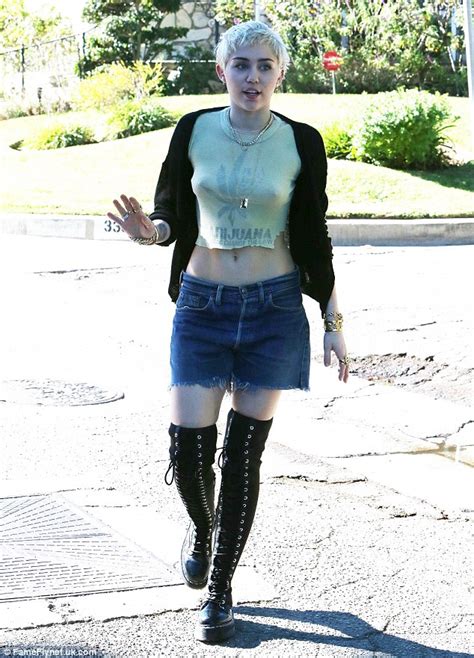 Miley Cyrus Goes Braless In Short Cropped T Shirt Touting The Legal Use
