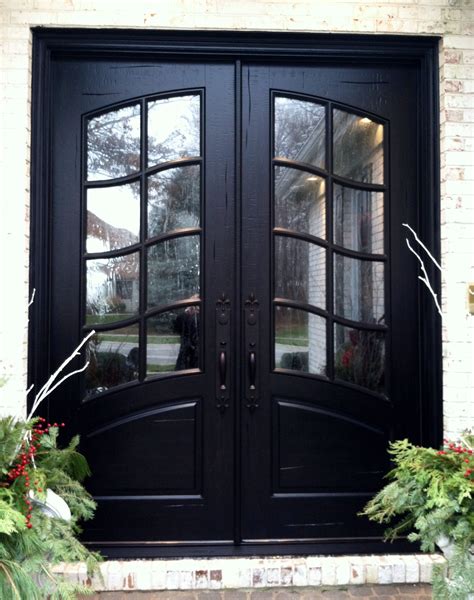 Double Front Entry Doors French Swag Panel Design Finished In