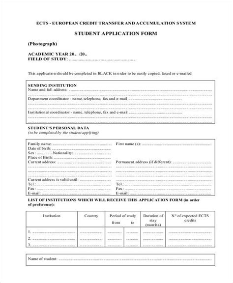 Free 9 Student Application Form Samples In Pdf Excel Ms Word