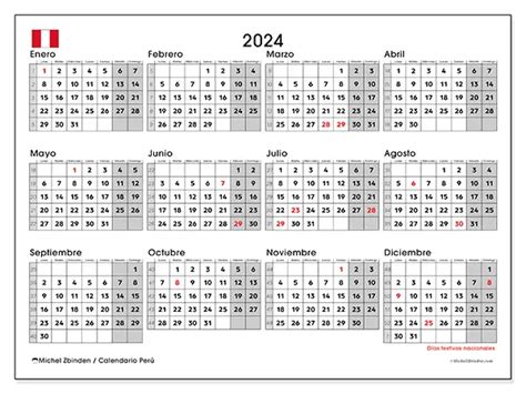 Calendario Anual 2024 Perú Michel Zbinden Es