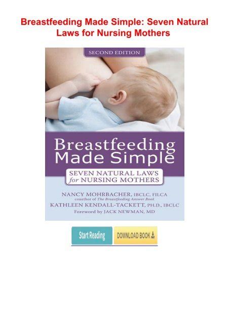 Book Breastfeeding Made Simple Seven Natural Laws For Nursing Mothers By Nancy Mohrbacher