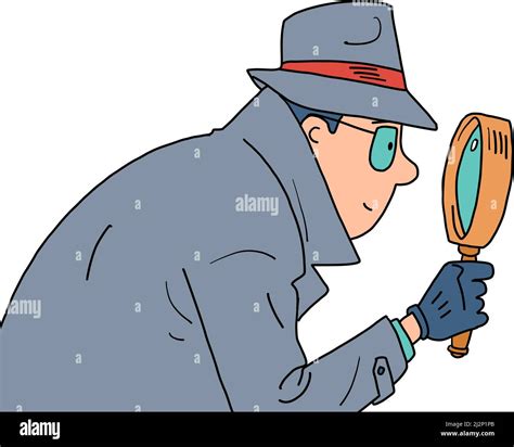 Detective And Magnifying Glass A Private Detective A Man In A Coat