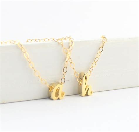 Gold Cursive Initial Necklace Initial Necklace Dainty Etsy