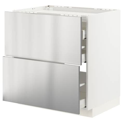 It is made of durable stainless steel material. METOD / MAXIMERA Base cab f hob/2 fronts/3 drawers, white ...