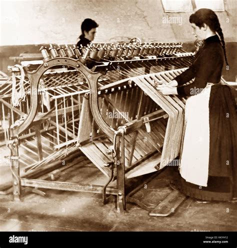 A Reeling Machine Linen Production Victorian Period Stock Photo Alamy