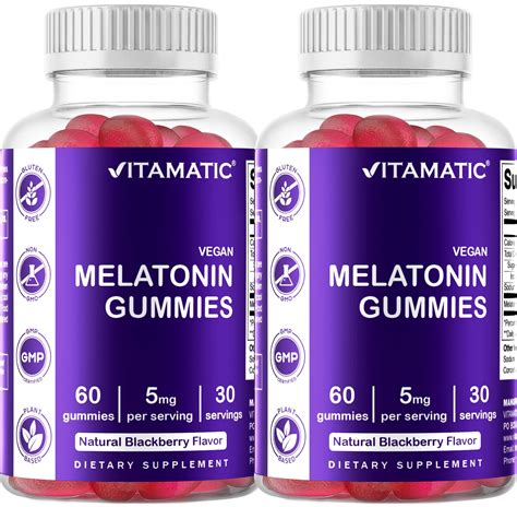 2 Pack Vitamatic Melatonin Gummies For Kids And Adults 25mg 5mg