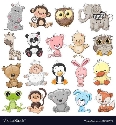 Set Of Cute Animals Royalty Free Vector Image Ve