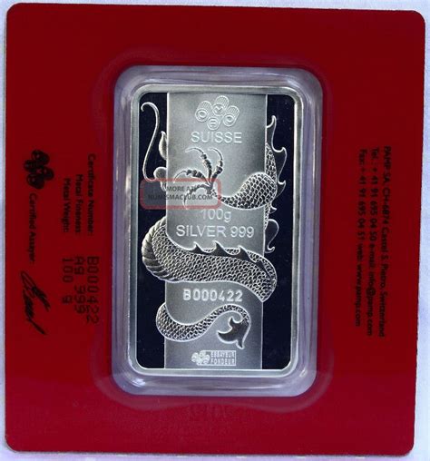 100 Gram Pamp Suisse Silver Bar Year Of The Dragon
