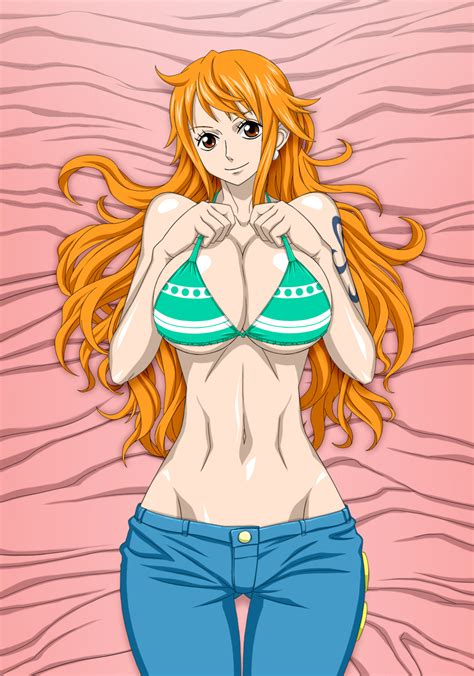 Nel Zel Formula Nami One Piece One Piece Highres Girl Bare Arms Bare Shoulders Bed