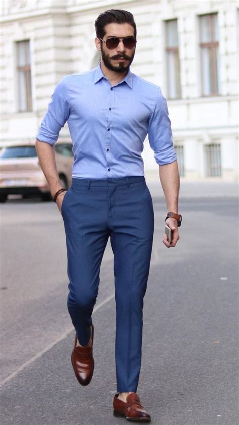 light blue shirt men shirts outfit trends with dark blue and navy formal trouser formal